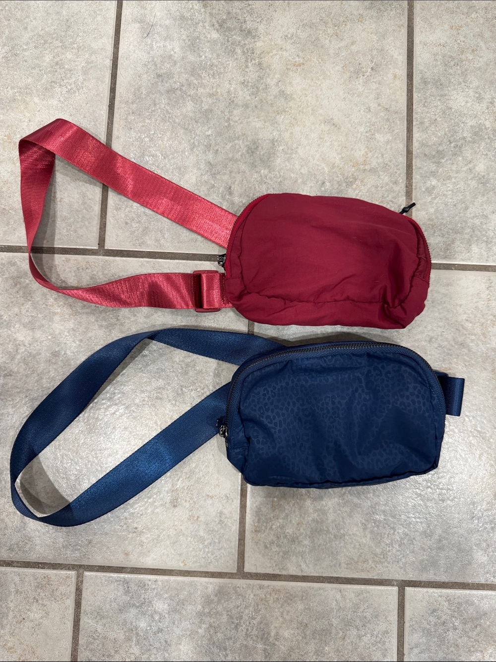 Women's Compact Crossbody Bag - Red Wine and Navy